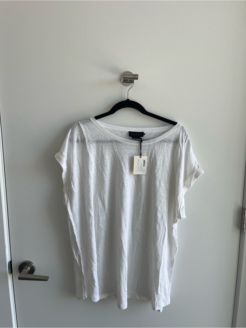 Hatch Maternity White Circle Organic Linen Maternity Tee